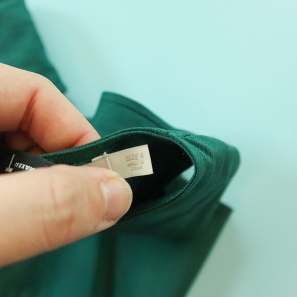 T Alexander Wang Emerald Green Empire Waist Sleeveless Mini Dress Size 4 Silk - Picture 5 of 9